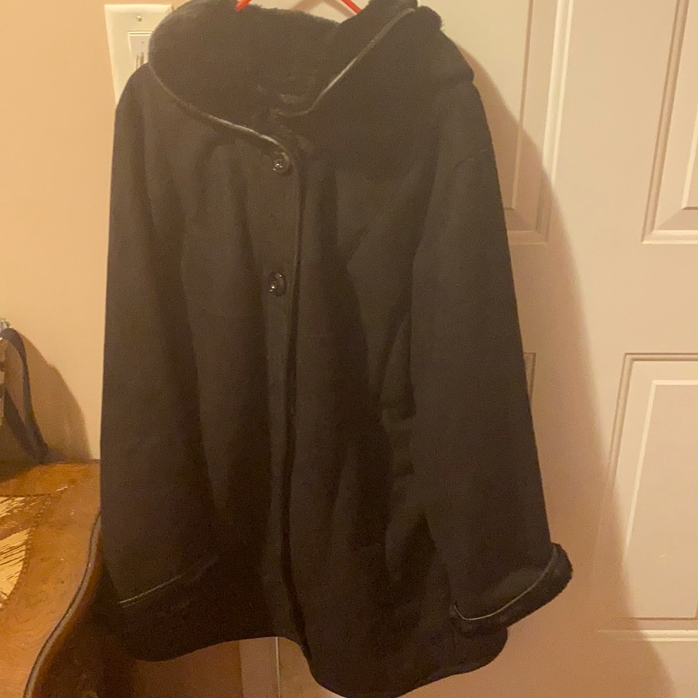 Black suede shearling coat